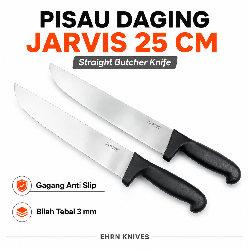 Pisau Daging Lurus 25cm ORIGINAL JARVIS  - Desain Baru & Gagang Anti Selip (1401011)