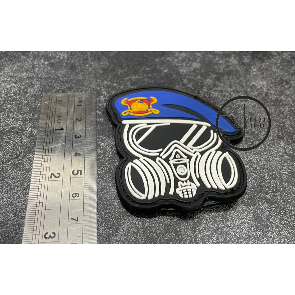 Patch Brimob Skullo (Mask) - Patch Velcro Skullo Brimob - Prepetan BRIMOB - Patch Velcro Karet BRIMO