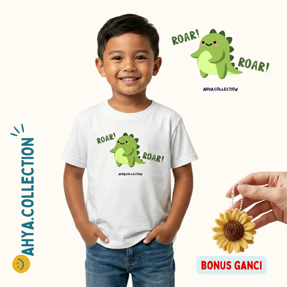 Baju Anak Laki Laki Kaos Anak Cowok Gambar Dino Dinosaurus Roar Ahya Collection | Atasan Anak T-Shir