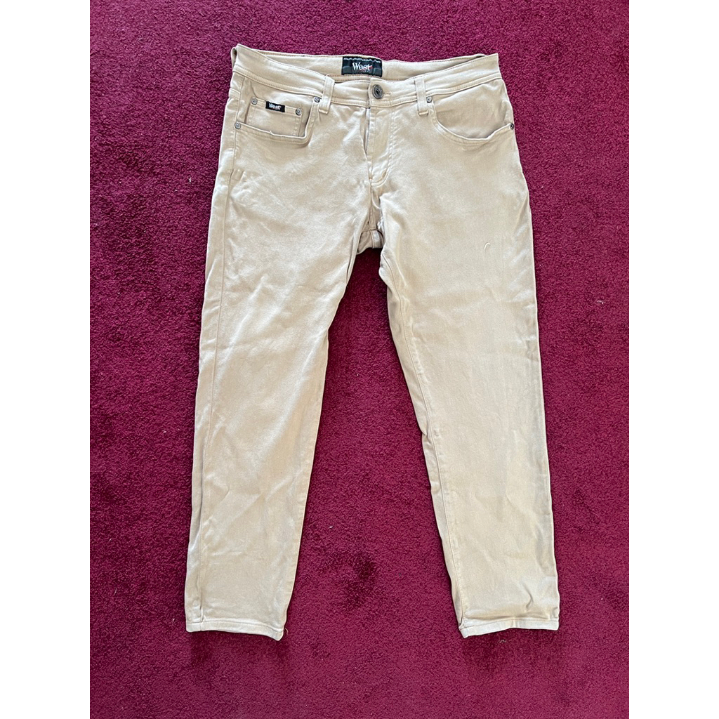 West Jeans Original Warna Khaki/Cream Ukuran 35