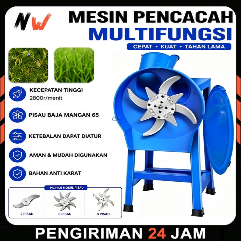 NW-Mesin Pemotong Pakan Ternak – Pisau Baja 65 Mangan untuk Cacah Jerami & Daun Kering, Hemat Waktu 