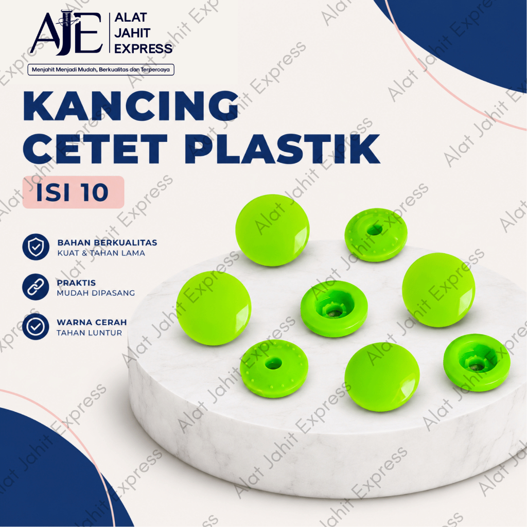 AJE - Kancing Cetet Press Stud Plastik Isi 10 pcs | Kancing Jepret Snap Button Warna Warni Ukuran Ke