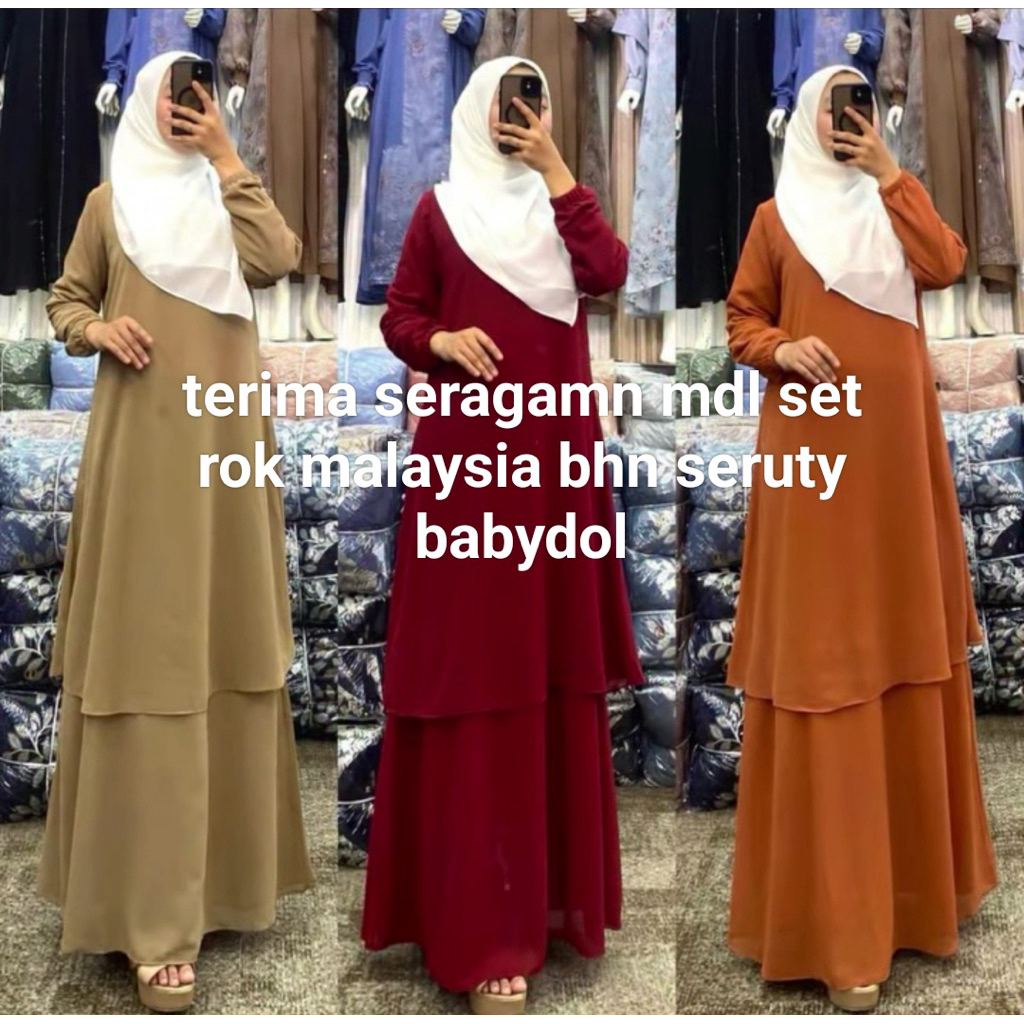 Gamis malaysia set rok bisa seragaman