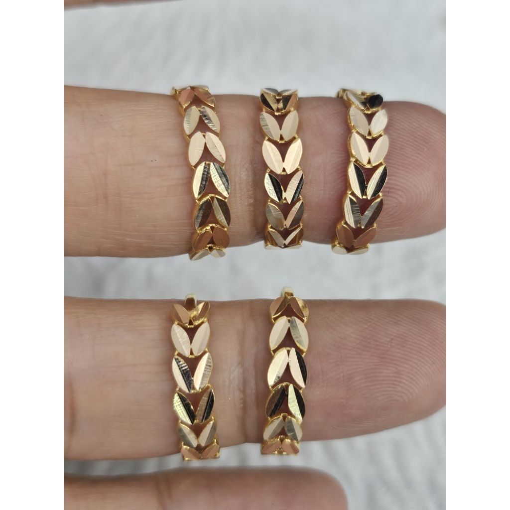cincin model daun setengah pipa emas 70% 700 70 %