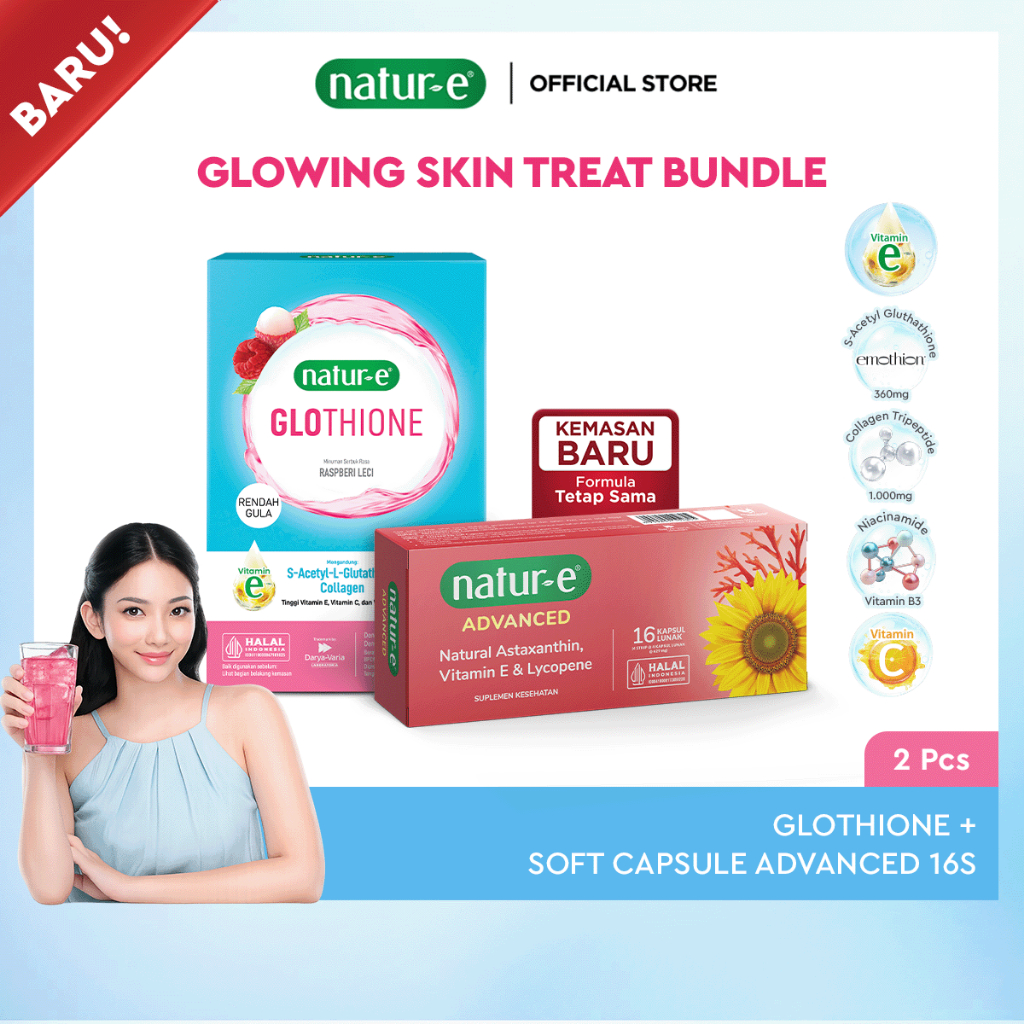 Natur-E Ultimate Youthful Glow Set (Natur-E GLOTHIONE Glutathione Next-Gen Brightening Berry Collage