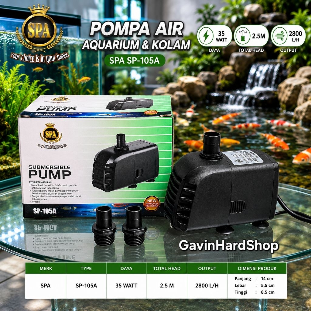 Pompa Celup Kolam Aquarium Pompa Submersible Pompa Hidroponik Air Mancur SPA SP-105A