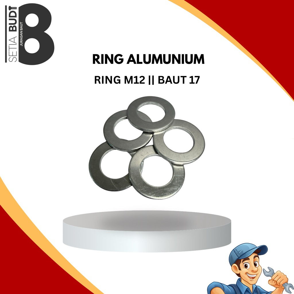 Ring Oli Alumunium M12 / 12mm / Baut 17 Ring Oli Mesin