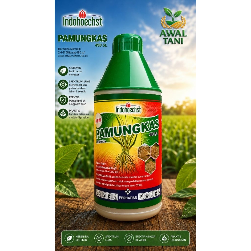 Herbisida PAMUNGKAS 490SL 1 Liter - Efektif, Praktis, Tahan Hujan
