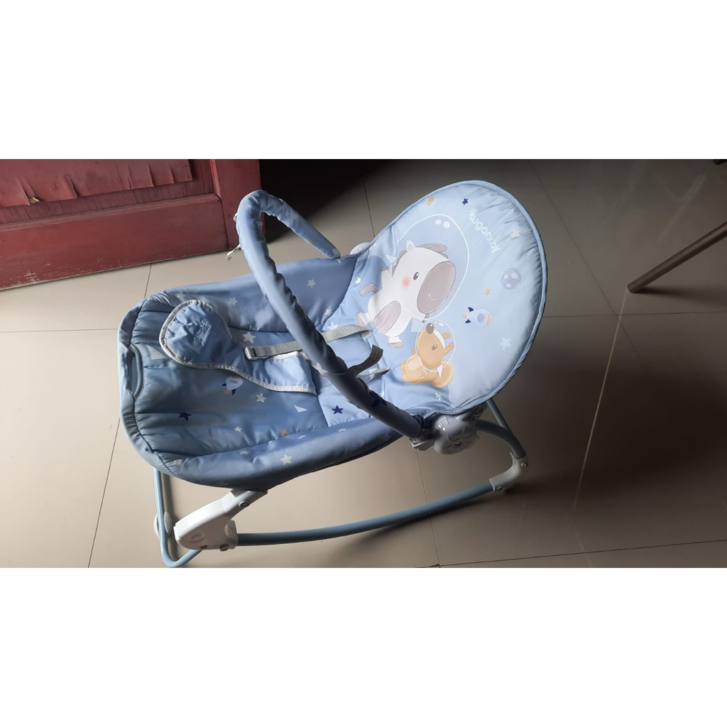 second Bouncer Bayi Sugar Baby - Grey Honey Bear, 3 Titik Sabuk Pengaman, 8 Lagu, Bantal Anti Peyang