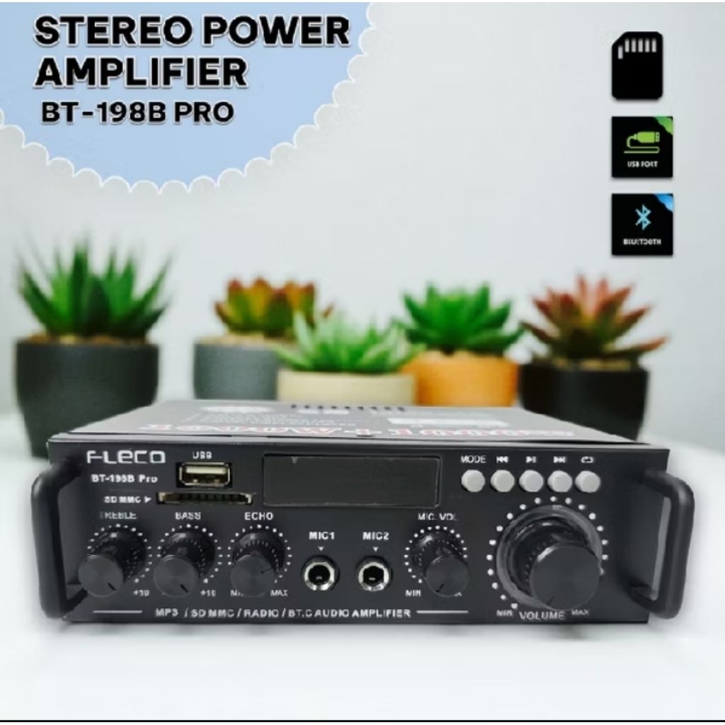Power Amplifier Bluetooth Fleco 1000+1000 WATT BT-198B PRO/Amplifier Bluetooth Karaoke Fleco 1000+10