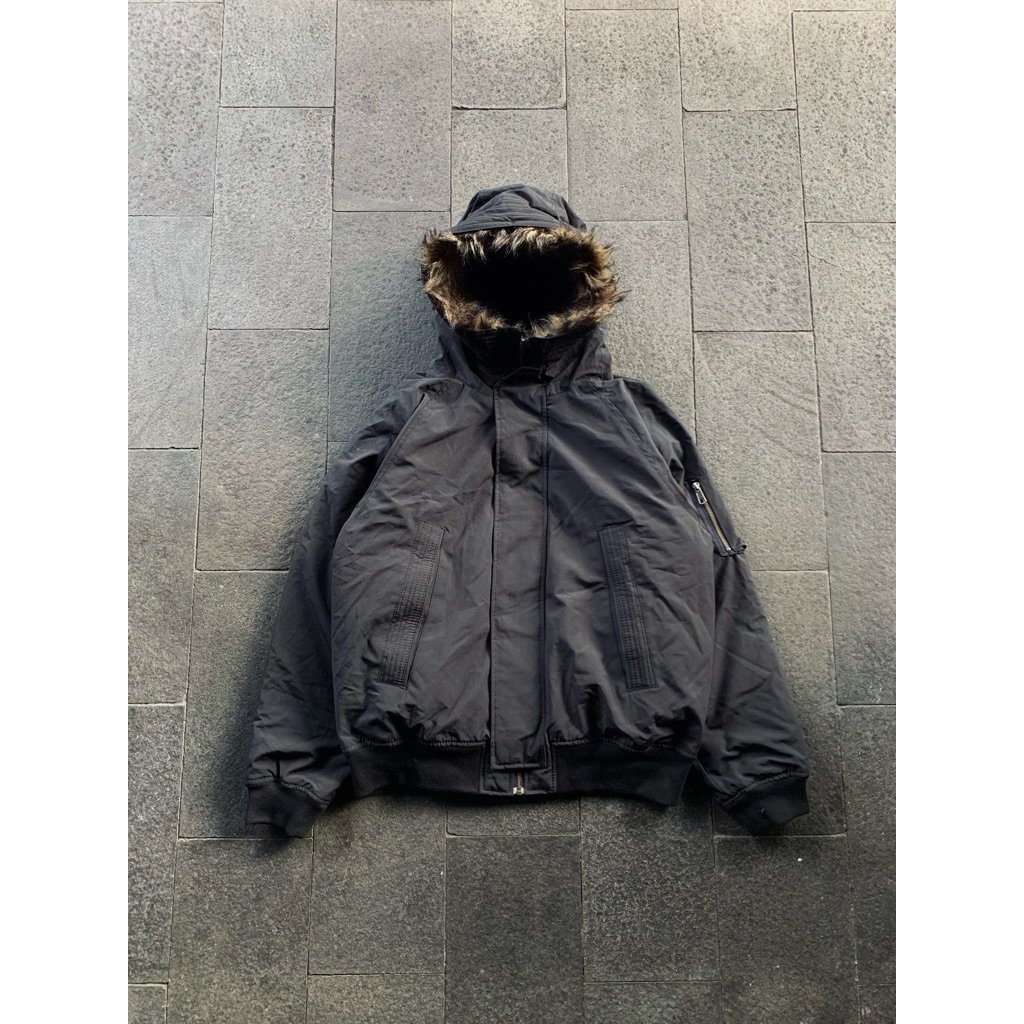 GAP BOMBER FAUX FUR HOODIE JACKET