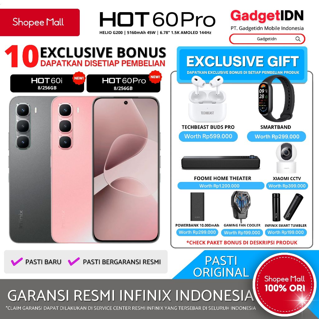 INFINIX Hot 60 Pro NFC 8/256GB ( +8GB Extended RAM ) Garansi Resmi Infinix