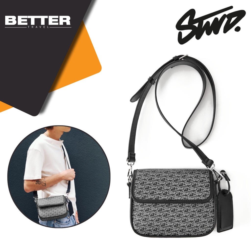 STWD by pull & bear tas selempang pria crossbody bag flap magnetic kasual sling bag