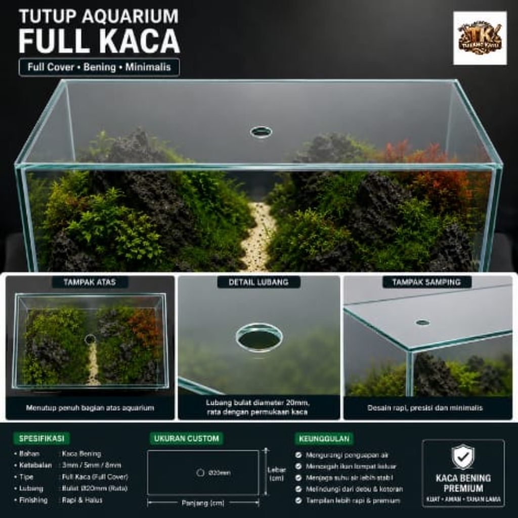 Penutup Kaca Aquarium Hamster - Penutup Kaca Aquarium Ikan Hias - Penutup Kaca Aquarium Tebal 3mm 5m