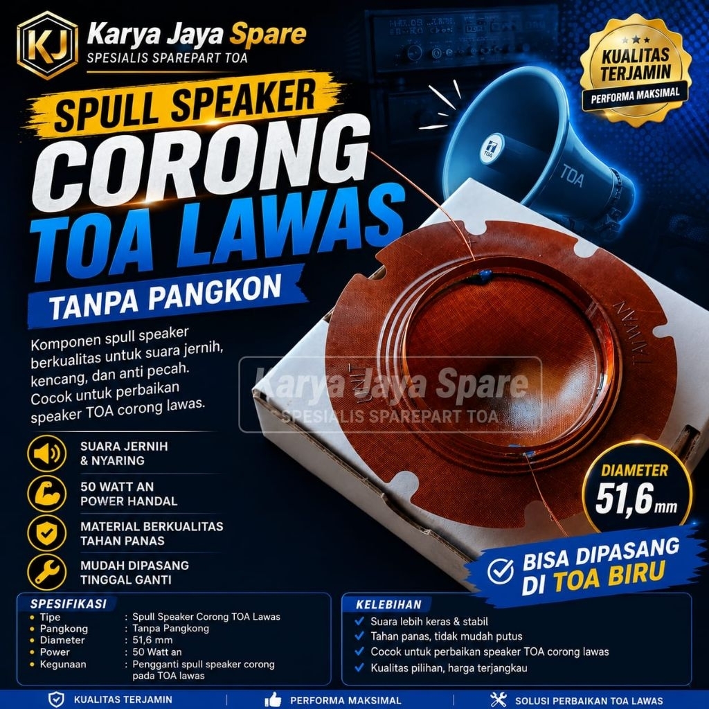 Spull Toa lawas Membran Speaker  51,6mm merk taiwan
