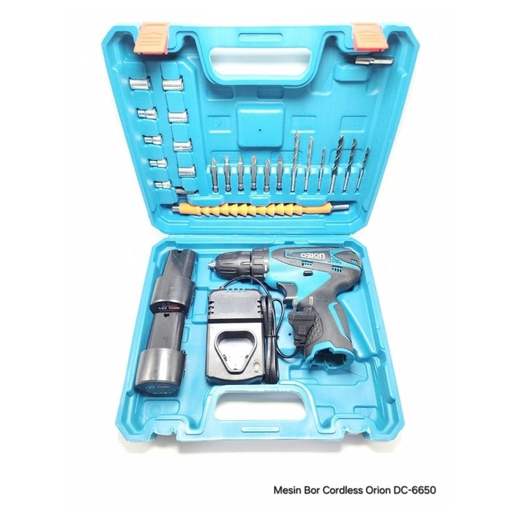 MESIN BOR / BOR CORDLESS DC-6650 MERK ORION 2 BATERAI TANPA KABEL
