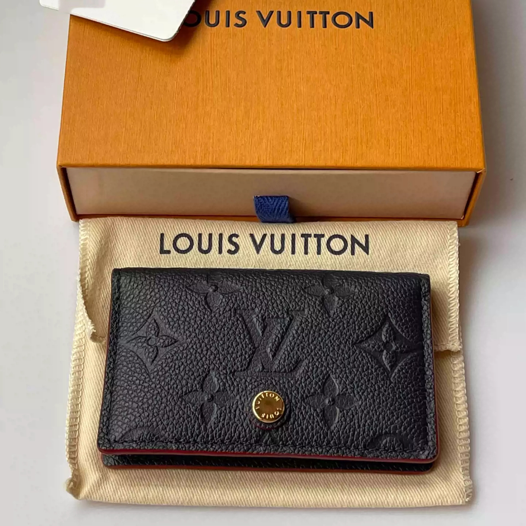 Tas dompet wanita Louis Vuitton bekas dari Prancis, berbahan kulit sapi emboss berwarna hitam, model