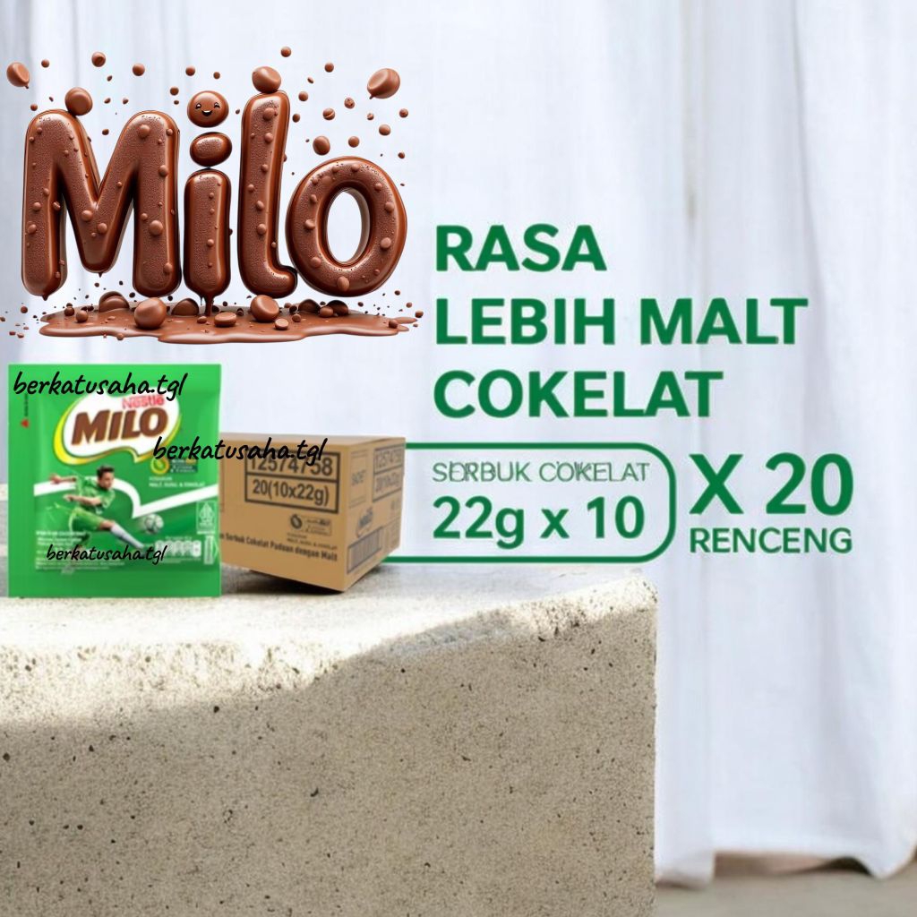 MILO ACTIV-GO KTN Coklat (1Dus: 20rcg x 10sch x 22gr) - Susu Milo / Milo Rasa Lebih Malt / Milo Sach