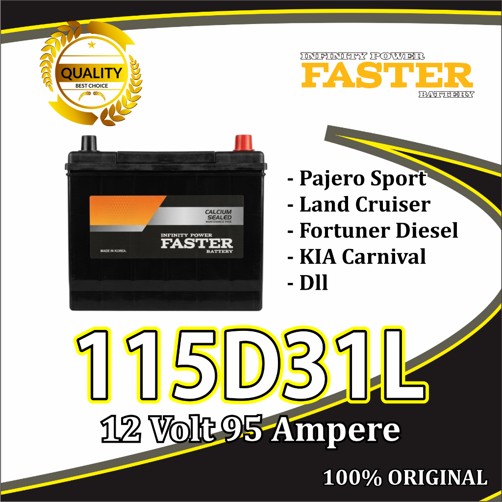 Faster MF NX120-7L / 115D31L - 12V 95Ah Aki Mobil Original - Aki Innova