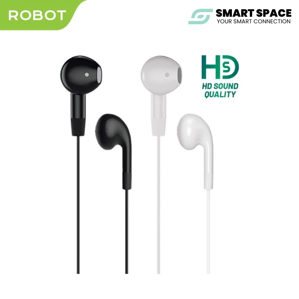 Headset ROBOT RE50 Original Handsfre Tanpa Karet Earphone Non Busa Headset Superbass Mic Handsfre Te