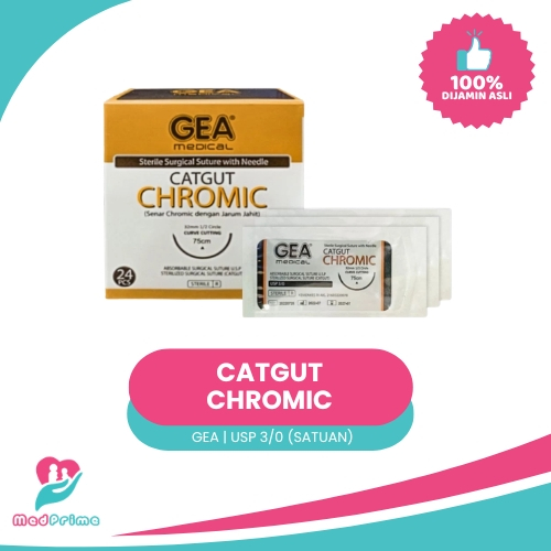 Catgut Chromic Plain Silk Surgical Suture + Needle Steril Ecer GEA