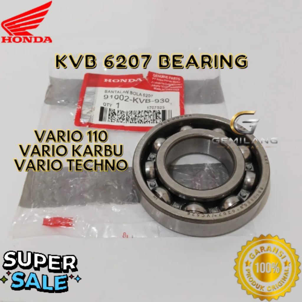 BEARING KODE KVB 6207, BEARING VARIO 110, BEARING VARIO KARBU, BEARING VARIO TECHNO