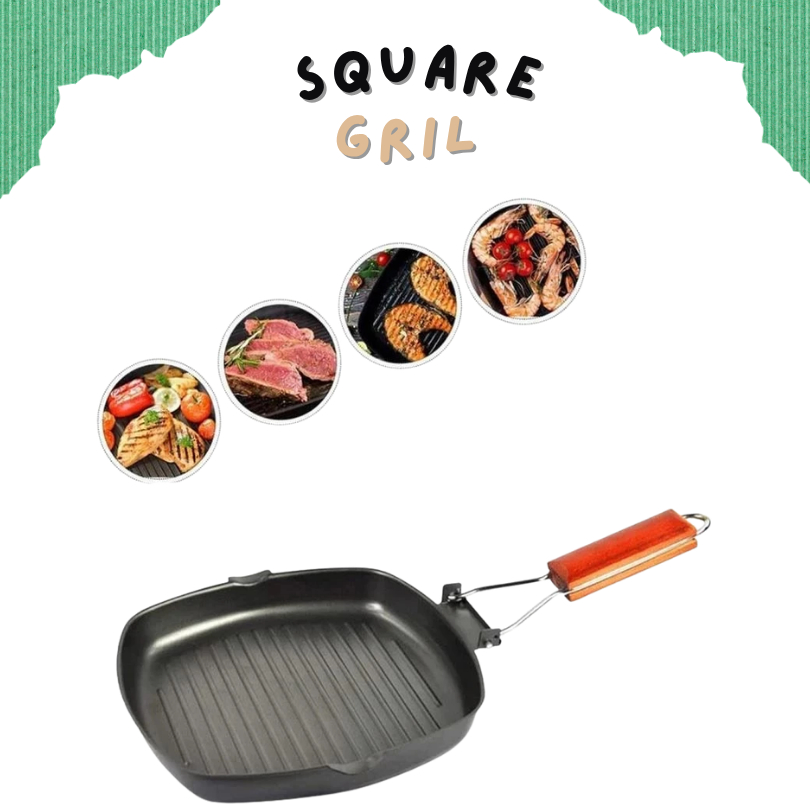 Square Grill Pan Panci Pemanggang Anti Lengket/Square Grill Grill Pan Grill Pan Kotak Grill BBQ Kota