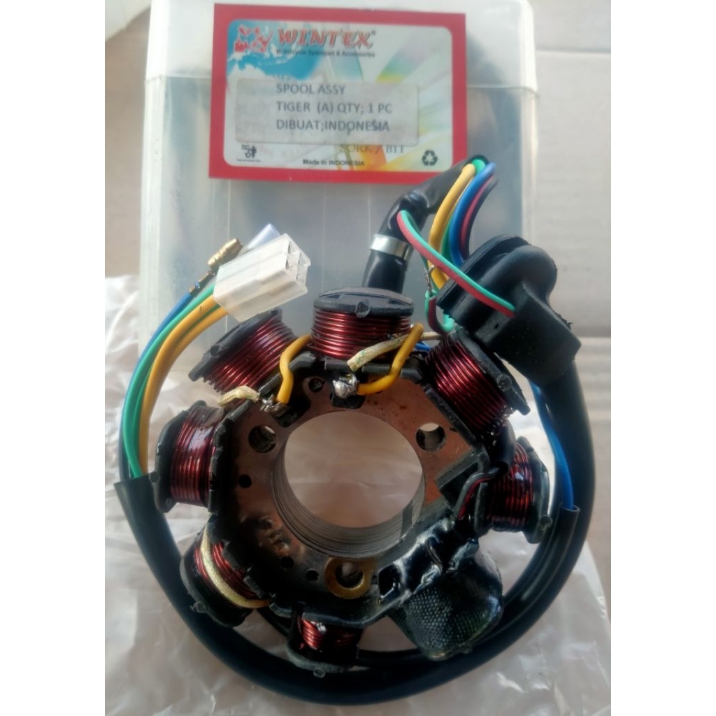 stator assy (spul) untuk sepeda motor Honda Tiger.