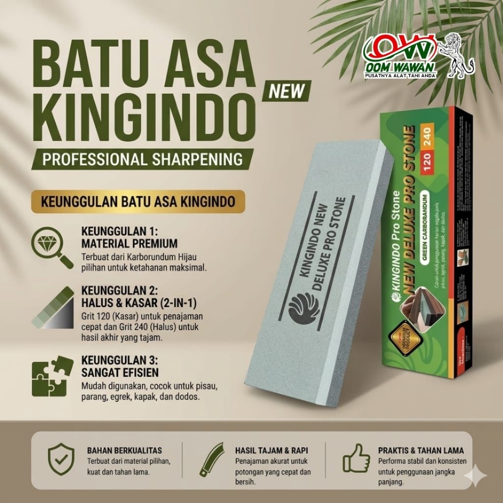 Batu Asah Kingindo adalah batu asah kombinasi premium dual-side berbahan silikon karbida (carborundu