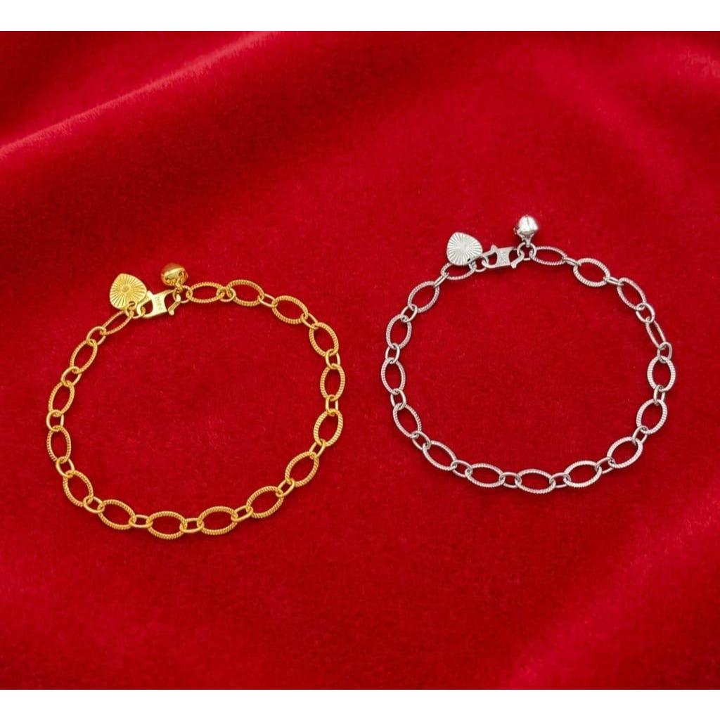 Gelang Tangan Rantai Oval Anti Karat Lapis Emas Terbaru