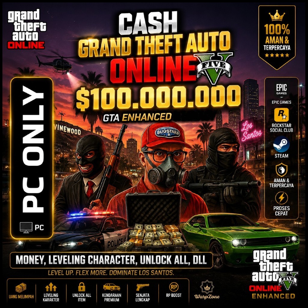 (GARANSI) CASH GTA 5 ONLINE Enhanced UANG Grand Theft Auto V PC