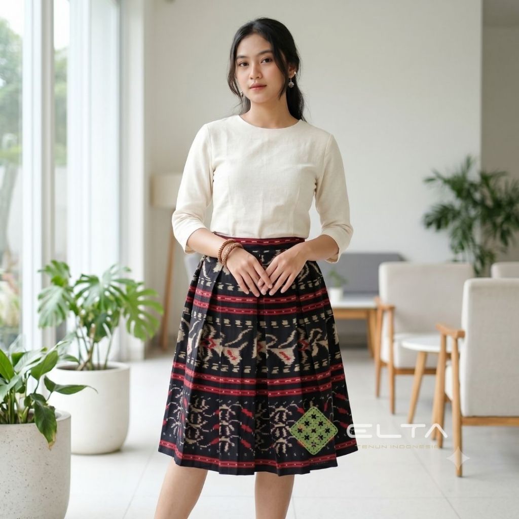 Rok tenun pendek wiru Rok Tenun Wiru Pendek Wanita Premium | Rok Etnik Modern Kekinian Fashion Wanit