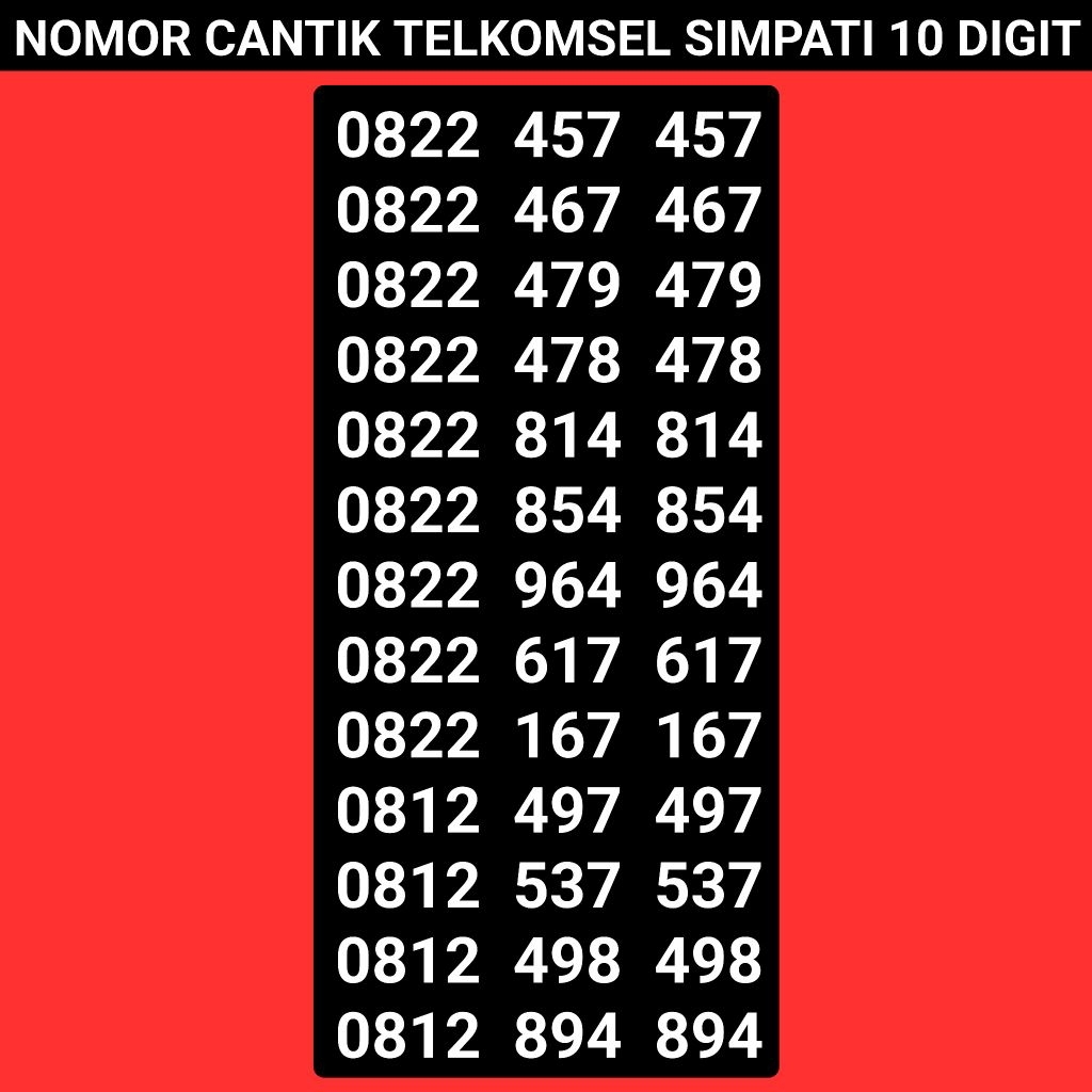 KARTU SIM KARTU PERDANA SIM CARD TELKOMSEL SIMPATI NOMOR CANTIK 10 DIGIT PRABAYAR