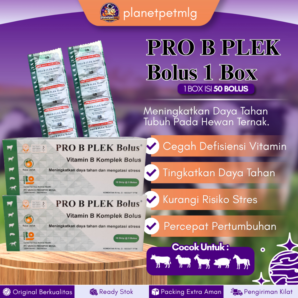 PRO B PLEX 50 BOLUS (1 BOX) - Vitamin B Komplek Untuk Hewan