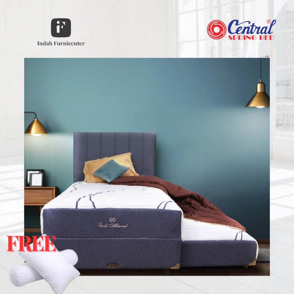 Bedset 2in1 Central gold almond Gold series central springbed Kasur sorong Premium Garansi pegas 10T