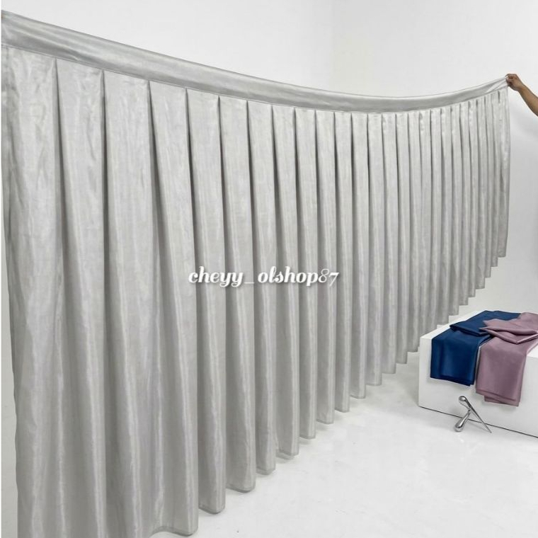 Rok Meja Prasmanan Rempel Filamin Premium 60x200cm | Skirting Meja Catering Dekorasi Pesta Wedding