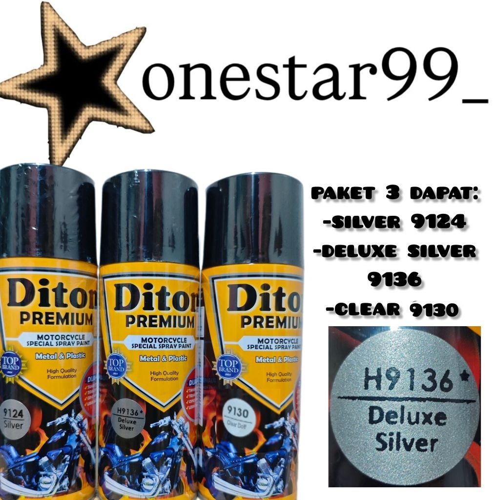 Pilok Pilox Pylox Cat Diton Premium Paket 3 Kaleng Deluxe Silver 9136 Primer Grey 9120 Clear 9130 Do