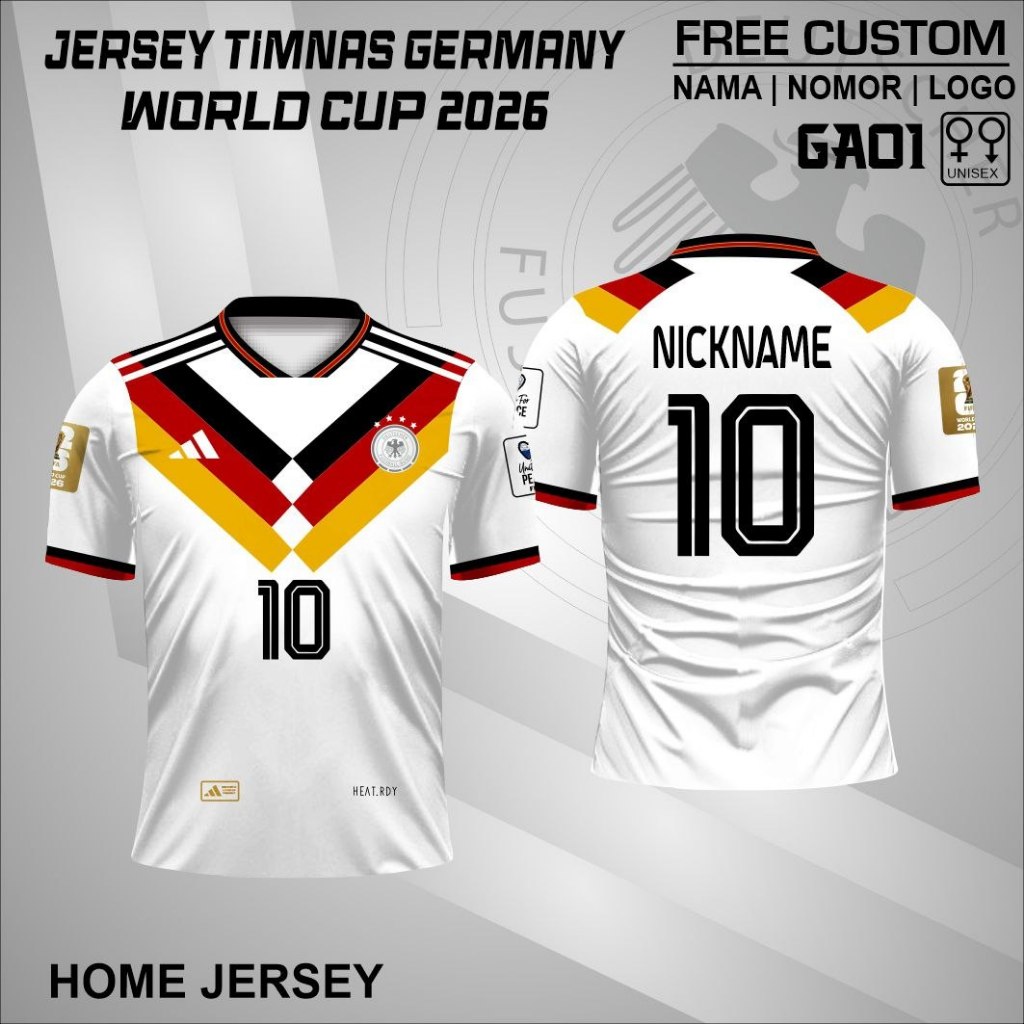 Jersey kaos timnas jerman 2026 home away free custom