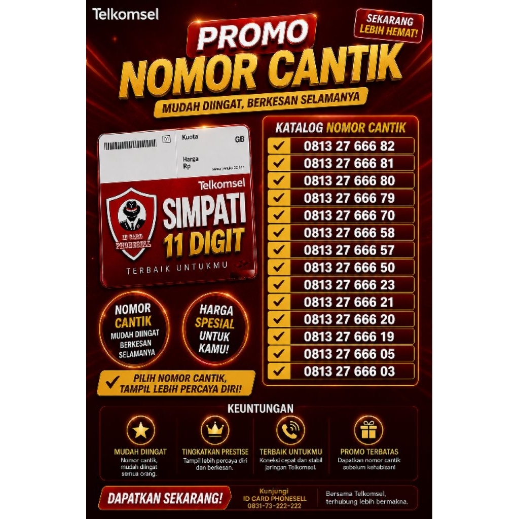 Nomor Cantik Simpati 11 Digit Triple 666