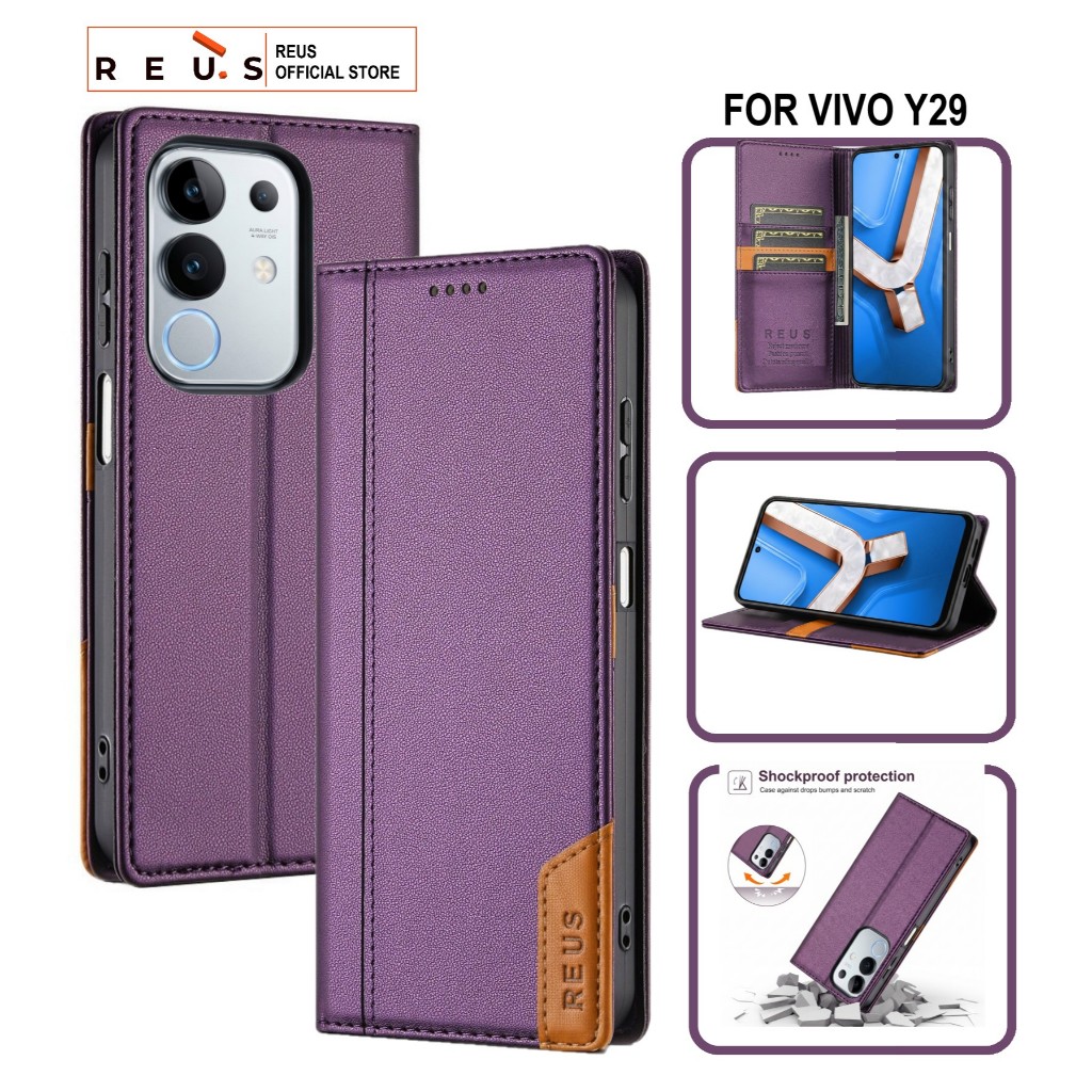 Reus Leather Case Flip Vivo Y29 Premium Magnet Shockproof Cover - REUS Official Store