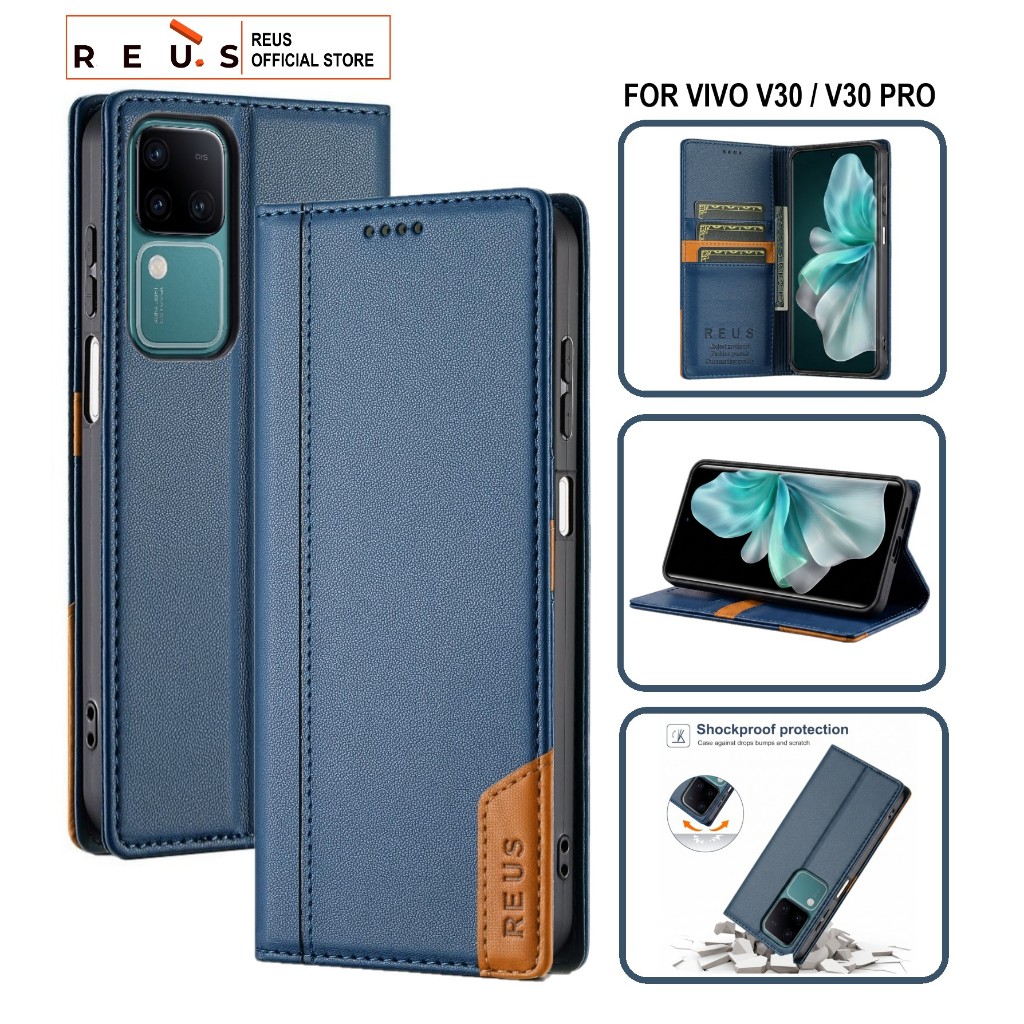 Reus Leather Case Flip Vivo V30 Premium Magnet Shockproof Cover - REUS Official Store