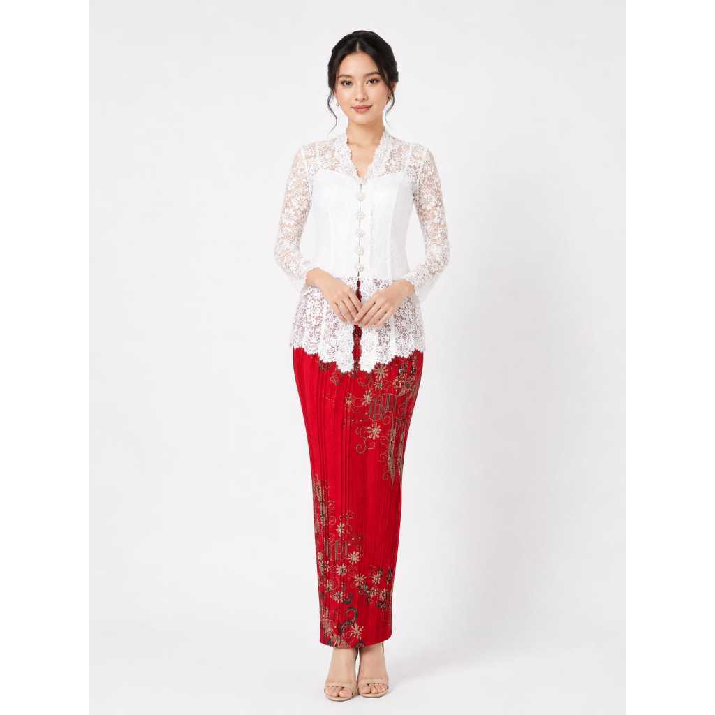 Rok Plisket Batik / Rok Plisket / Bawahan Kebaya / Rok Kebaya / Rok Wisuda / As Maroon