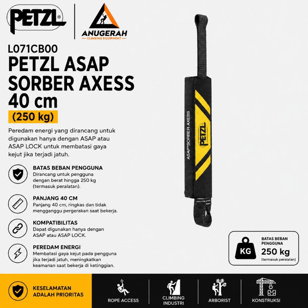 PETZL ASAP SORBER & PETZL ASAP SORBER AXESS Energy Absorber for ASAP or ASAP LOCK for Professional I