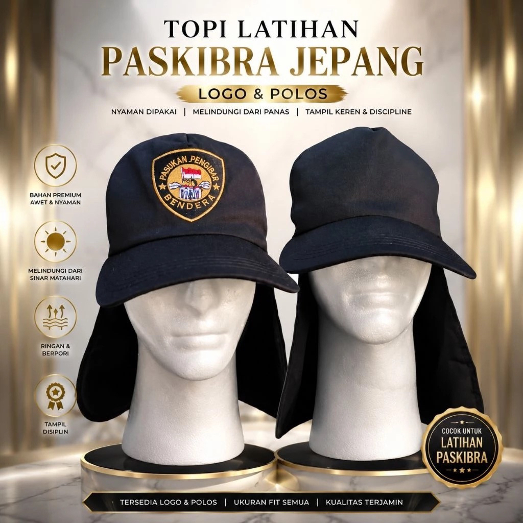 Topi Latihan Paskibra Model Jepang Topi Latihan Paskibra Jepang Bordir