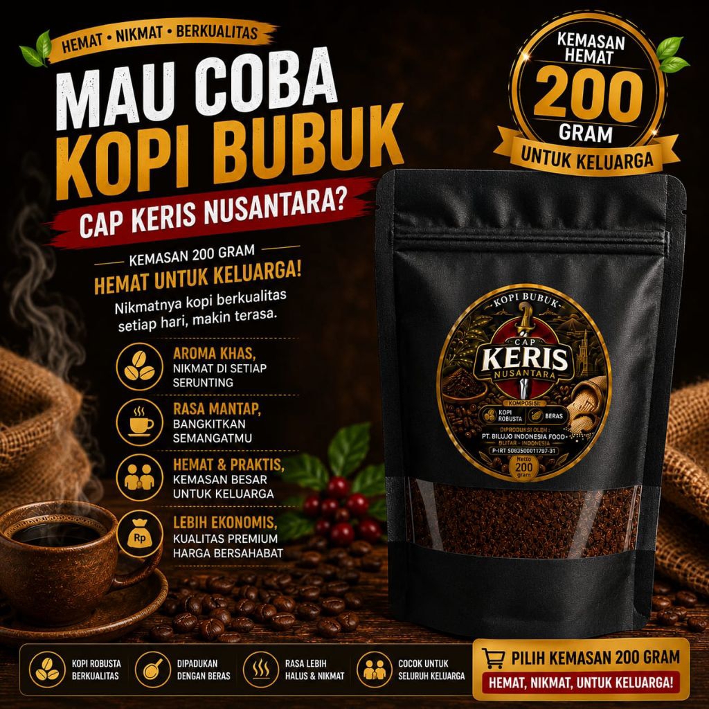 Kopi Bubuk Cap Keris Nusantara | Kopi Tradisional Nusantara | 200g