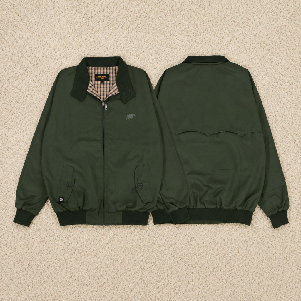 WOLV ORIGINAL Jacket Harrington Canvas Jumbo Pria - Jaket Vintage Harrington Army