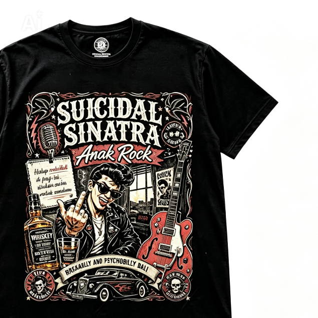 ORIGINAL T-shirt Kaos Band SUICIDAL SINATRA Anak Rock Official Merchandise Baju Atasan Warna Hitam L
