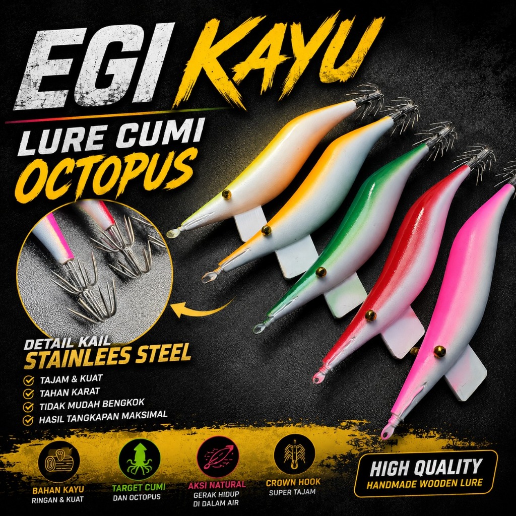 Umpan cumi egi kayu murah umpan pancing egi umpan cumi squid jig umpan nus umpan cumi umpan gurita u