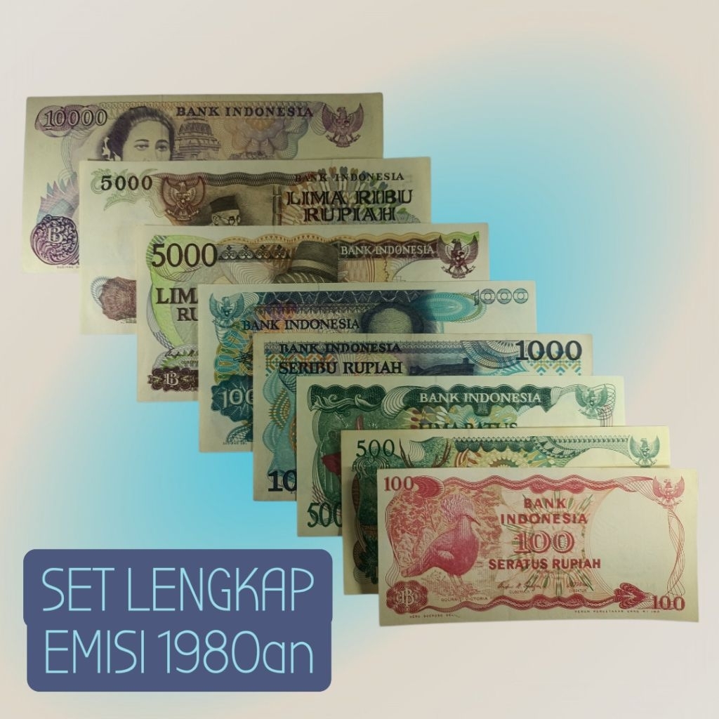 8 LEMBAR SET LENGKAP EMISI 1980an aUNC/UNC GRESS