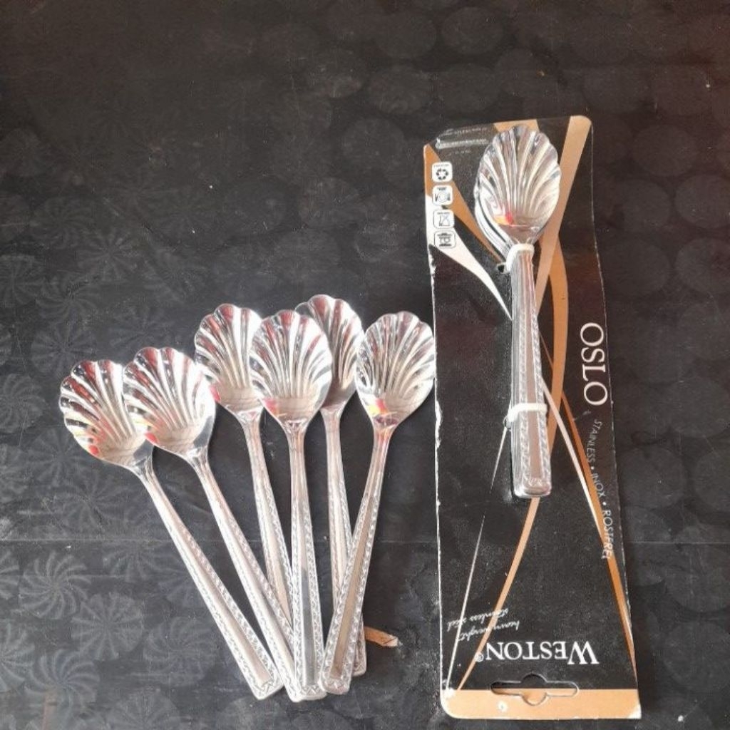 weston sendok kerang ukuran kecil 6 pcs stenlis